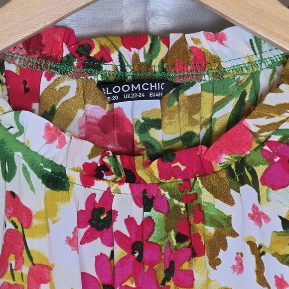 BloomChic Women's Floral Midi Ruffle Dress Sleeveless Multi-Color Size 18-20 New - Picture 6 of 11